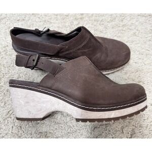 Merrell Women's Halendi Leather Slingback Clog Wedge Comfort Shoes Size‎ 9 Brown
